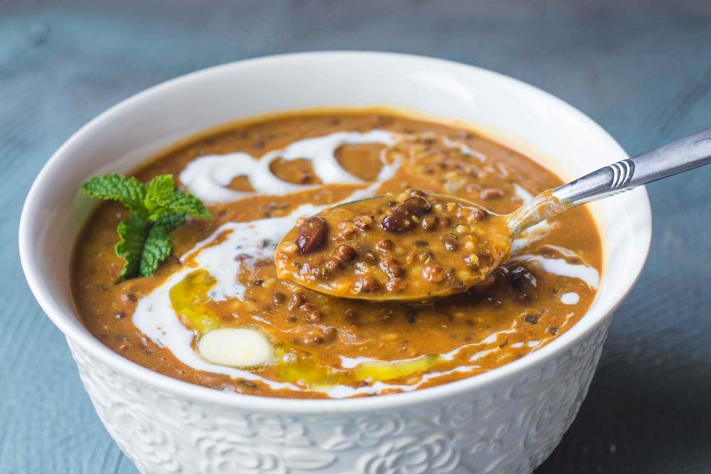 dal makhani scooped it up with a spoon